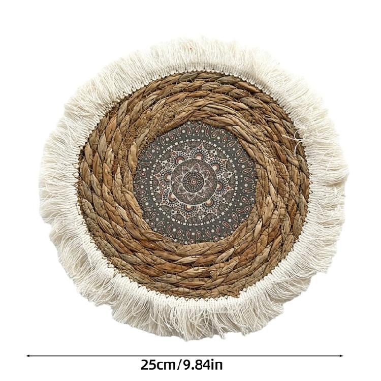 Individualisierte Rattan-Wanddekorationen Einzigartiger runder Wandbehang aus Grasgeflecht