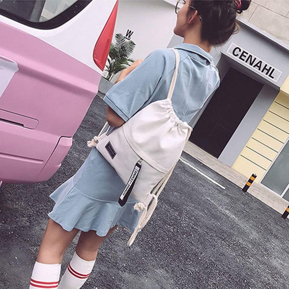 Riding Leisure Bag Bundle Pocket Canvas Drawstring Bag Drawstring Pocket Knapsack Outdoor Backpack