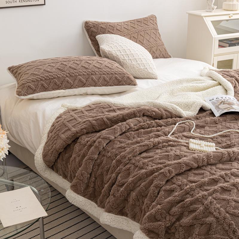 Lambswool & Taffeta Plush Multicolor Blanket - Ideal for Office, Autumn, Winter & All Seasons