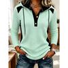 Women's Fashion Casual Waffle Knit Patchwork Hoodie, Anu Self-developed European American Style Sweatshirt for Women