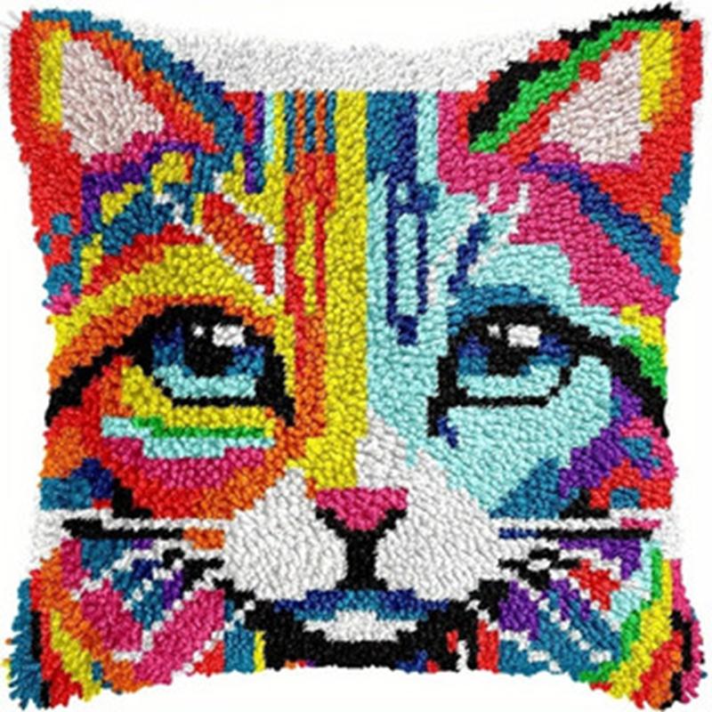 Hund Katze Kreuzstich Stickerei Set DIY Tiere Schlingenhaken Sets Smyrna Kissenbezug Knoten Kissenmatte Häkeln Kissen Kissen Deko