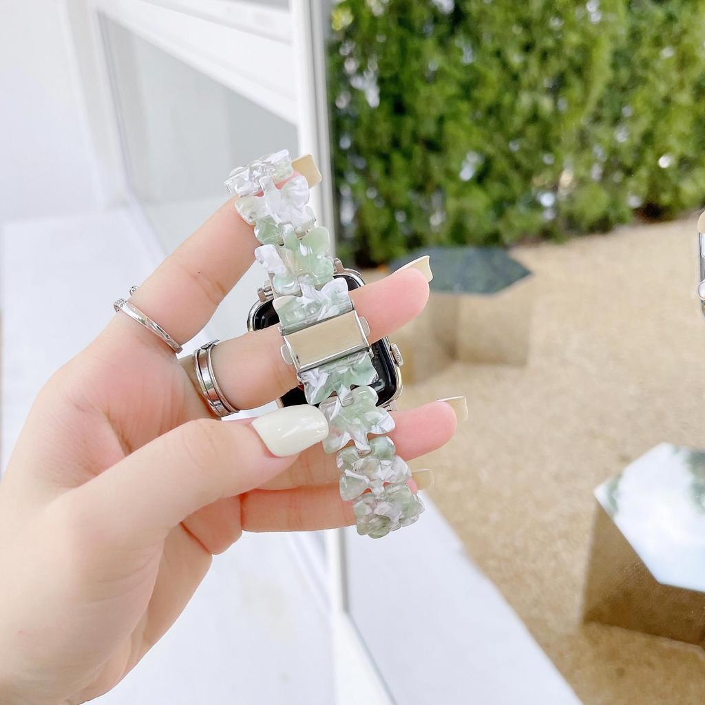 Apple Watch Band için Kelebek Reçine Kayış 7 44 40mm 42mm 38mm 41 45mm Şeffaf Döngü Kordonlu Saat IWatch 7 6 Se Serisi 5 4 3