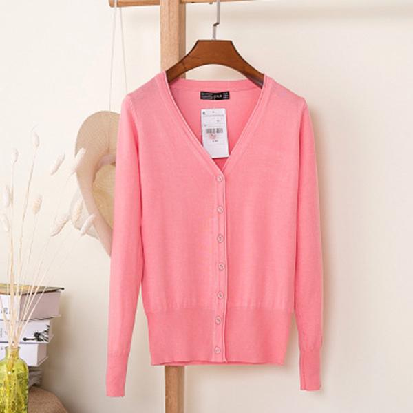 Mulheres primavera e outono casual manga comprida cardigan malhas