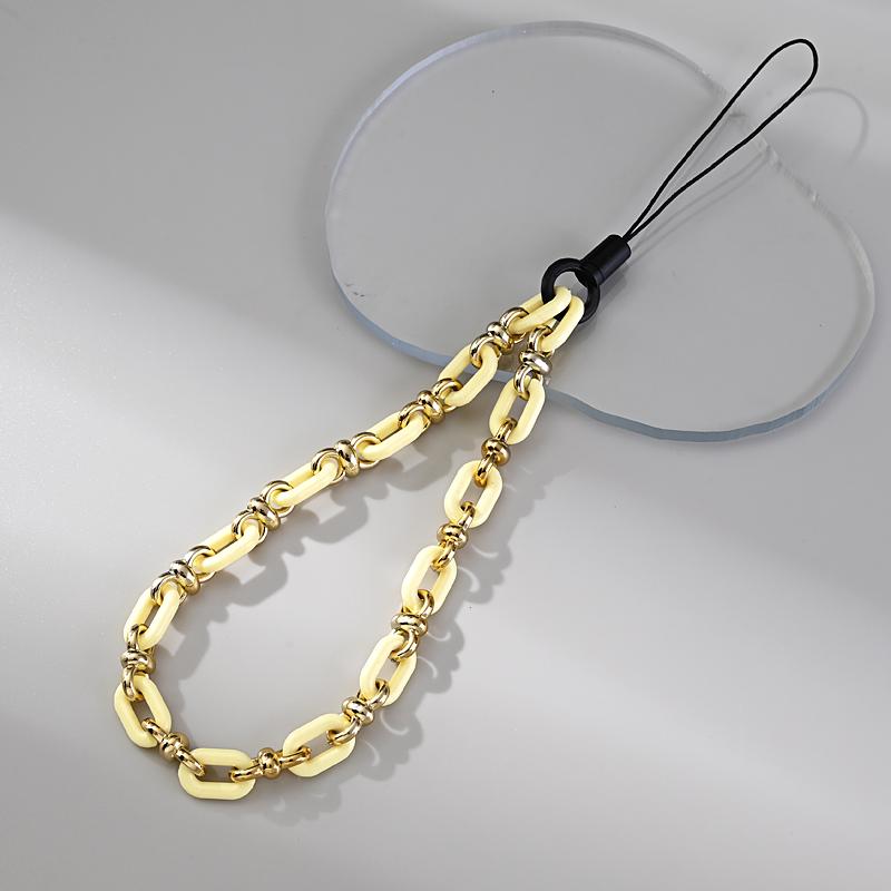 Classic Coloful Cellphone Hanging Cord Simple Metal Acrylic Beaded Mobile Phone Chain For Anti-Loss Telephone Lanyard Tether