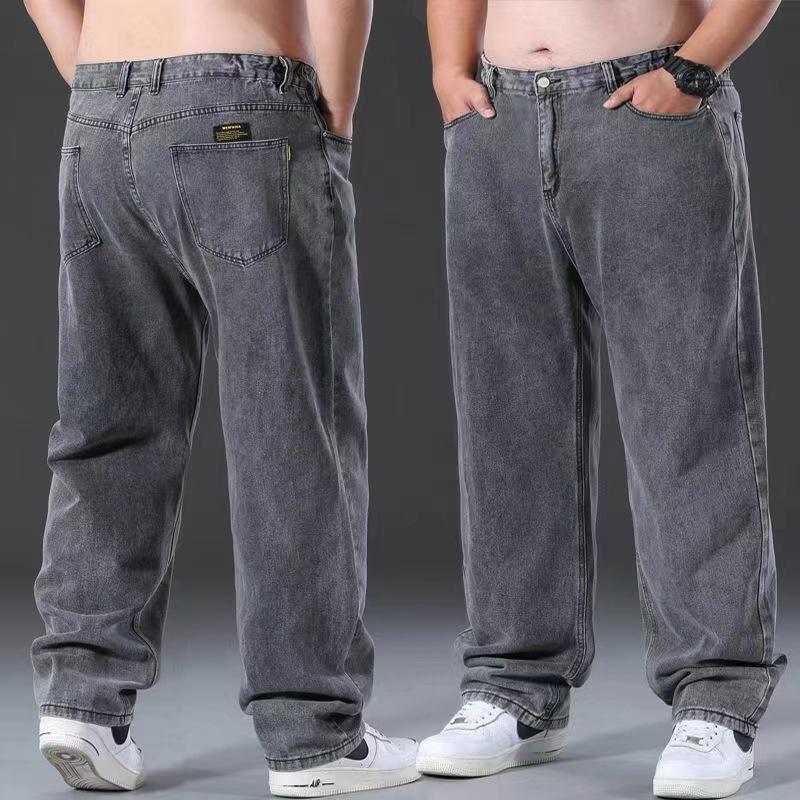 Pantalon pour homme grande taille à jambe droite et large, avec taille haute et larges ouvertures de jambe