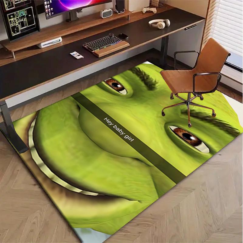 Shrek Polyester Teppich, Weiche Indoor Matte für Bürostuhl, Wohnzimmer, Schreibtisch - Dekoratives Home Office Teppich Design