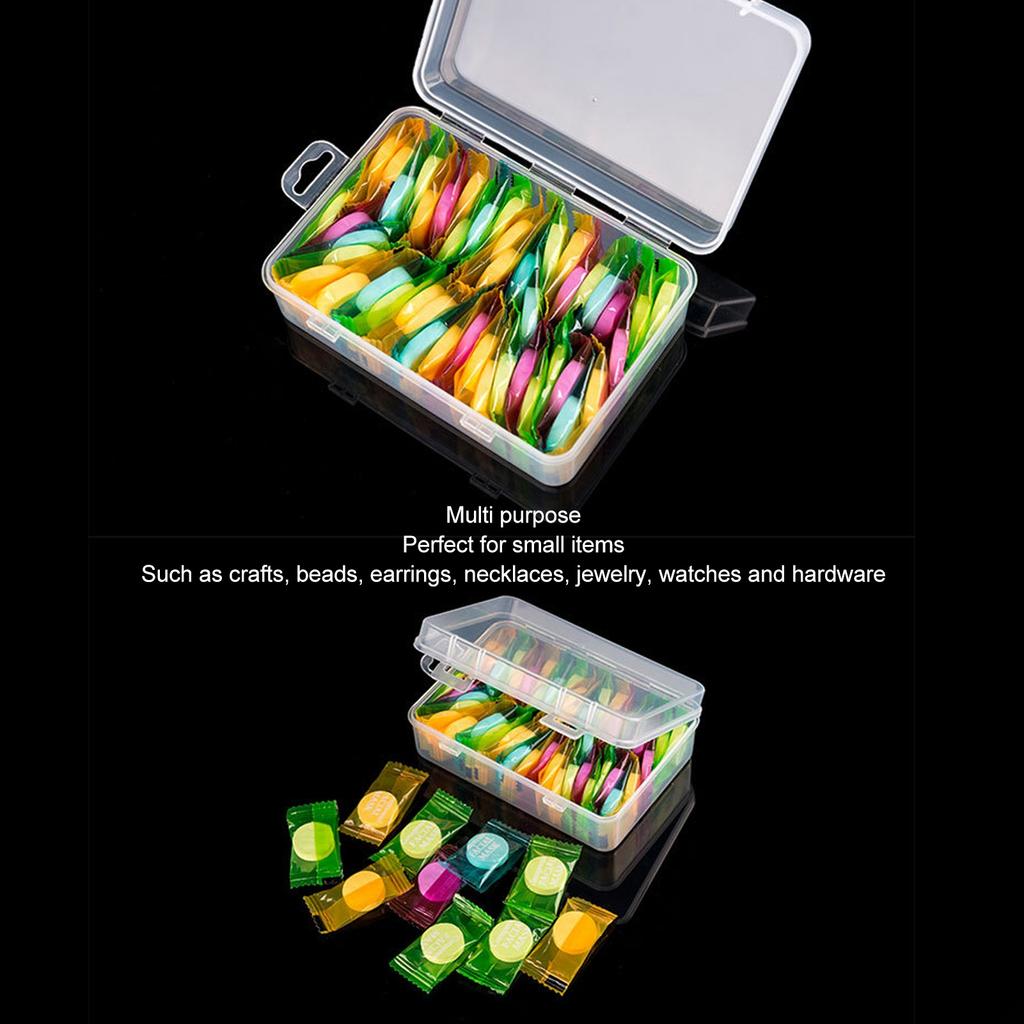 5Pcs Clear Small Container Box Rectangular Transparent Small Storage Box with Hinged Lid for Small Items Crafts Jewelry