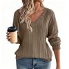 Women's Casual V Neck Long Sleeve Knit Pullover Top