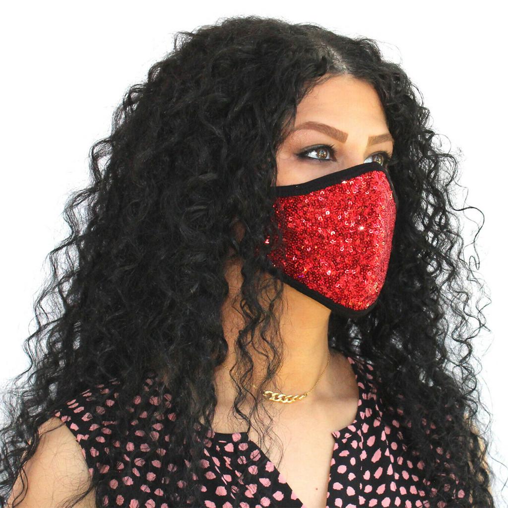 Women Sequins Cotton Mask Washable Breathable Mask Festival Mask