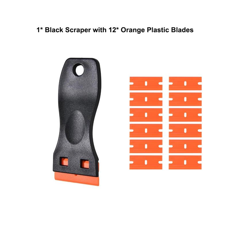No-Scratch Cleaning Scraper Tool Wall Paint Scraper with Plastic Razor Blades Window Glass Adhesive Decal Remover Kit 13/32Pcs