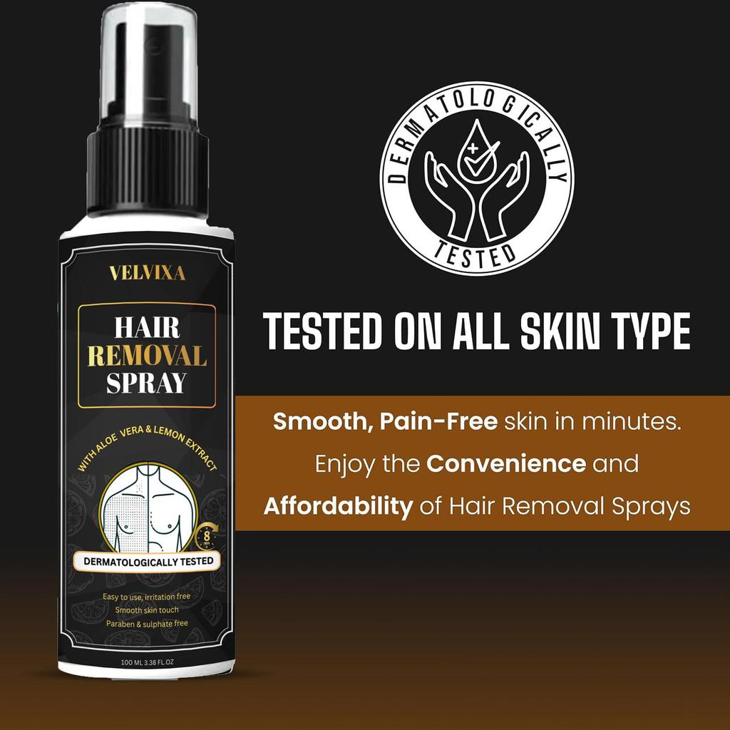 Hair Removal Cream Spray for Men & Women Painless Full Hair Removal Spray for Chest, Back, Legs, Result Hair Remover Spray - 100ml