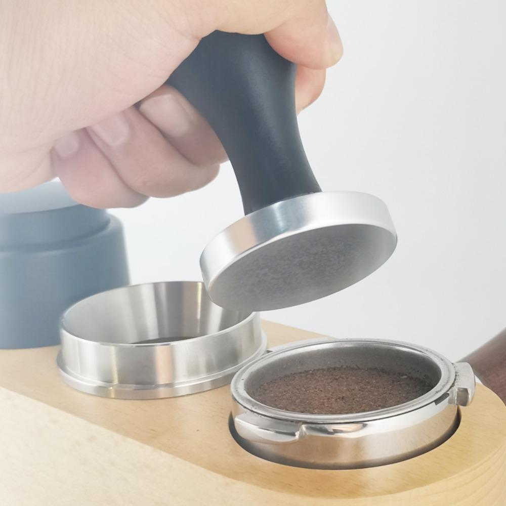 Schwarzer Holzgriff Massivholz Espresso Kaffeetamper Kaffeeverteiler Nivellierwerkzeug Siebträger