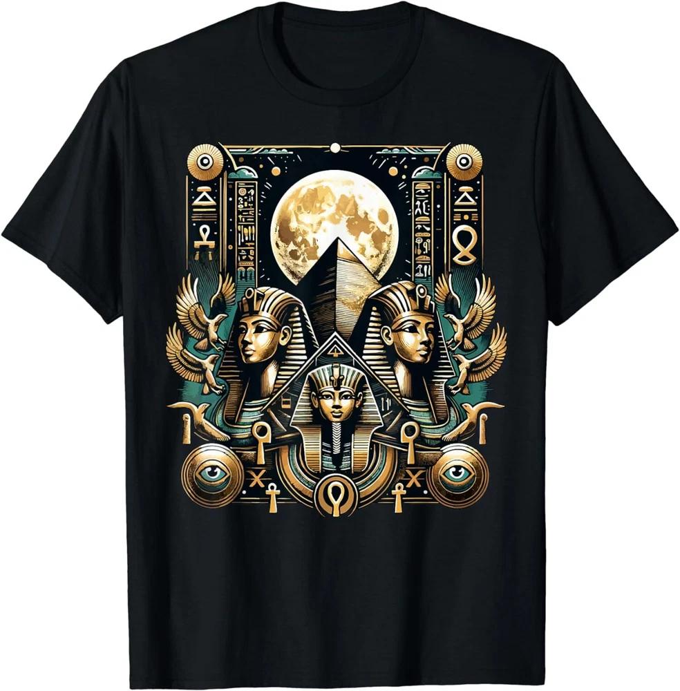 New Ancient Egypt Pyramids Ankh Cross Moon Egyptian History Shirt S4xl S