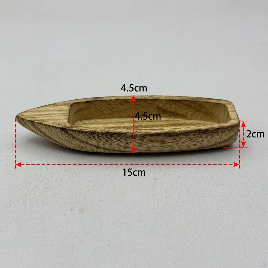 Mini Wooden Boat Model Pond Bonsai Decoration Children Toy Wood for Bedroom Office Gift Shelf