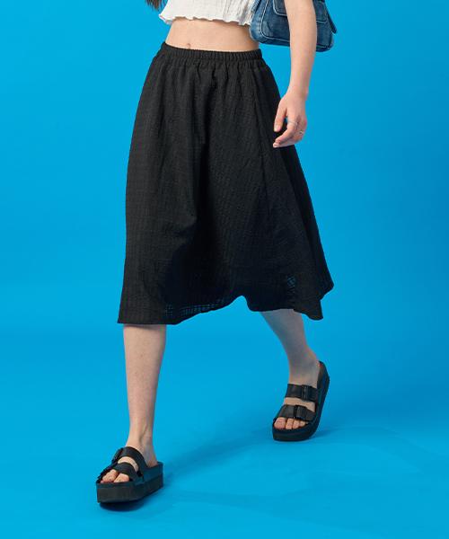KOLEAT Women Summer Flare Marmont Pleated Midi Long Skirt [Black] Long Skirt Ver.