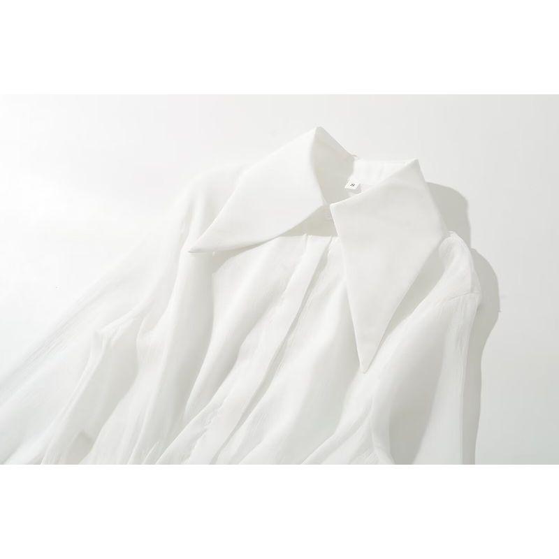 Kaslead New Arrival Women's Clothing Fashion Style Fashion Minimalist Fresh Pure Color Long Sleeves Shirt Jumpsuit Skirt