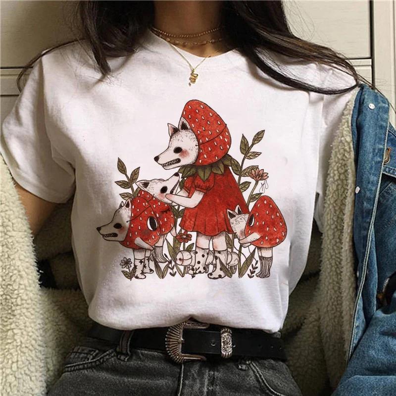 Harajuku casual women's T-shirt summer cartoon women's mushroom pattern women's T-shirt Harajuku street wear T-shirt