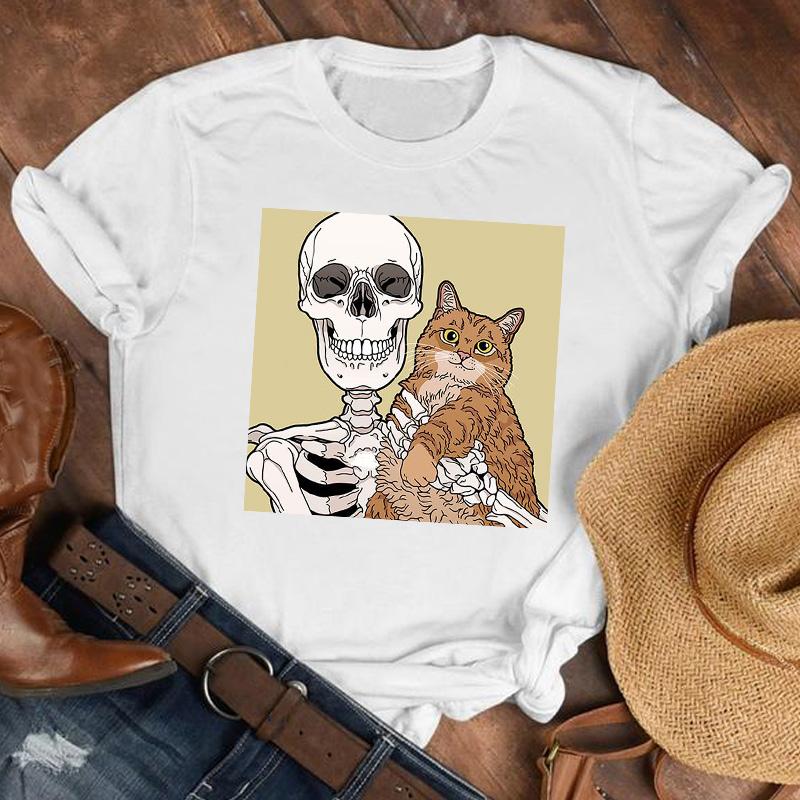 Women Lady Printed Cartoon 90S Horror Sleep Fashion Shirt Clothes Tshirt Female Print T Tee