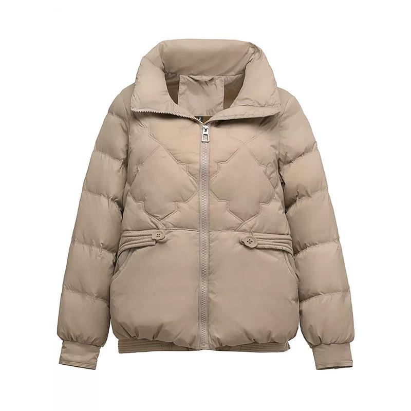 Fashion new Chinese stand-up collar down jacket women's short winter new lightweight maple leaf warm loose and thin coat