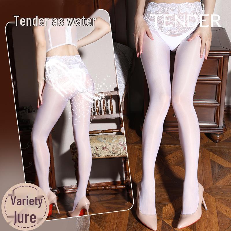 Mu Ruan Błyszczące Czarne Rajstopy z Koronkowym Wykończeniem - Super Cienkie Modelujące Rajstopy Aurora