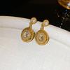 Elegant Knot Diamond Embedded Enamel Flower Earrings Vintage Court Style Women's Fashion Jewelry Personality Trend