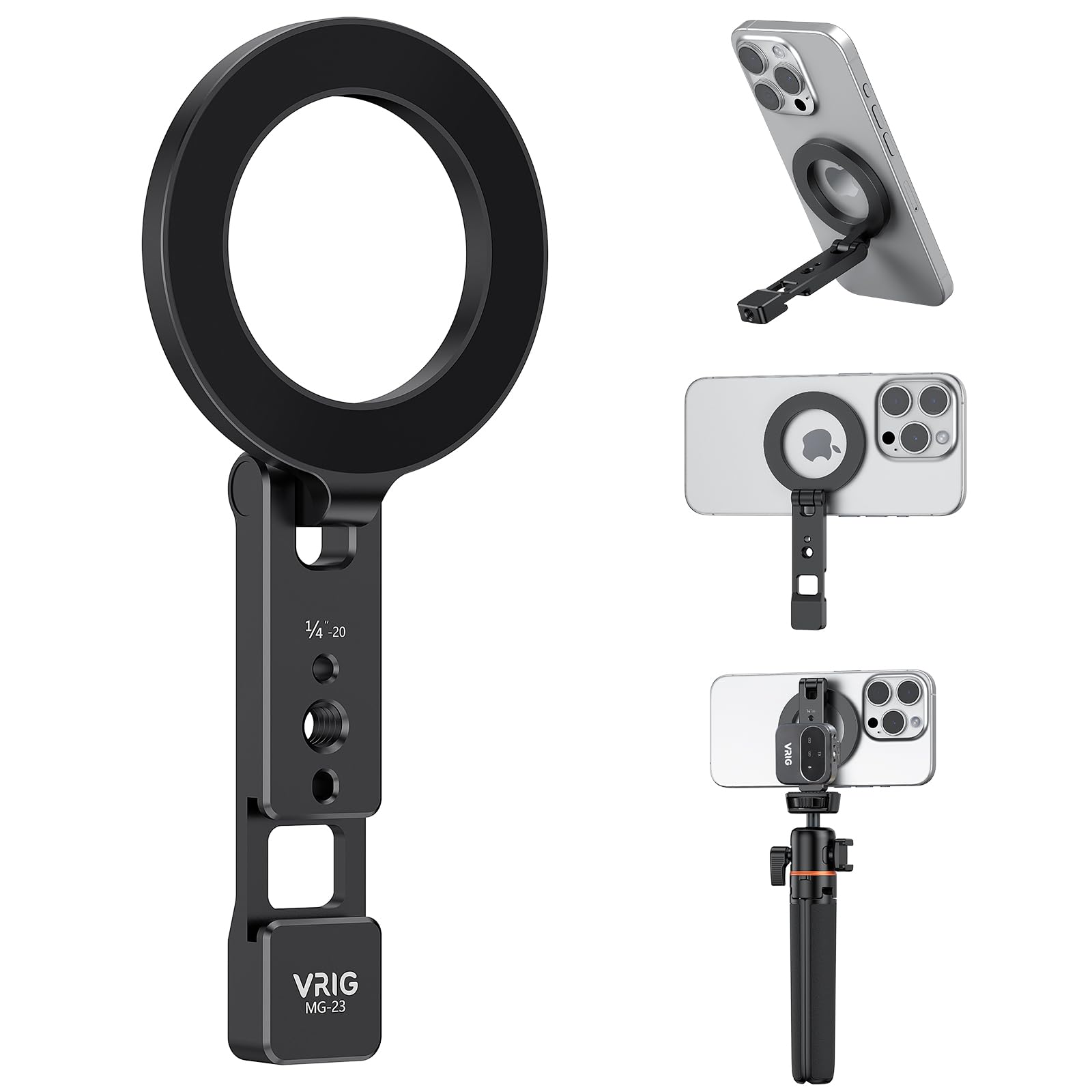 

Штатив VRIG magsafe, магнитный, для смартфона, металлический, одной рукой, сверхсильный, магнитный, 360 градусов, включает в себя холодный штатив для смартфона, дюймовый винт, совместимый с