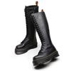 Muffin Bottom Lychee Pattern Long Boots Women's Hole First Layer Short Boots Thick Sole Leather Round Head Trend