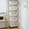 1pc White Mobile Storage Cart - Versatile Utility Organizer Rack with Wheels, Adjustable Shelving Unit, Space-Saving Solution for Living Room, Bedroom