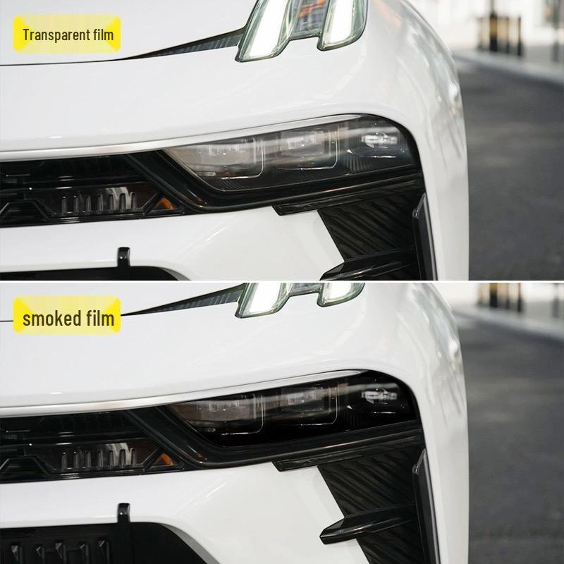Compatible Smoked TPU Headlight & Taillight Film for 23 Lynk & Co 03+: Light-Controlled, Color-Changing Protective Film.