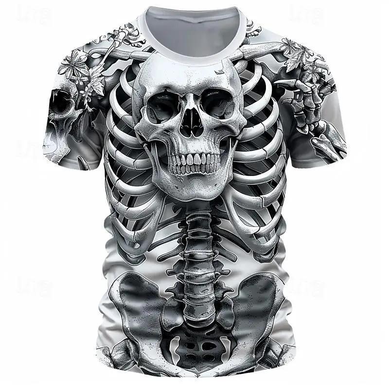 Mens Breathable Quick-Dry Short Sleeve T-Shirt With 3D Digital Print Loose Fit Cotton-Blend Sports