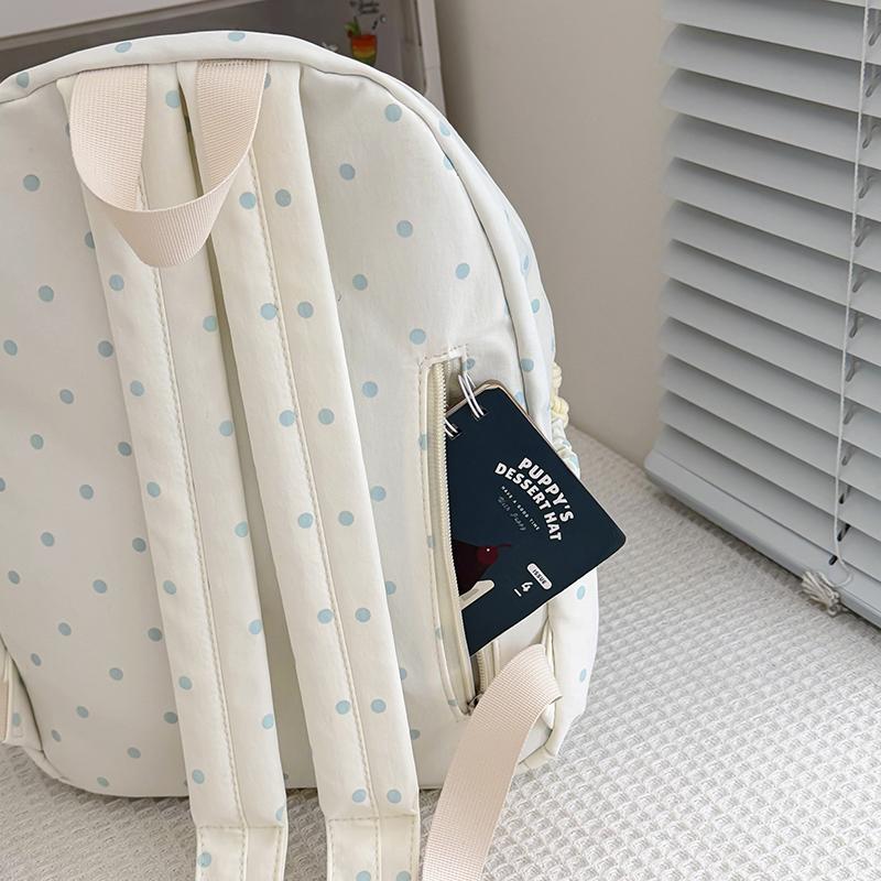 Women Polka Dot Nylon Backpack Casual Travel Daypack School Bag