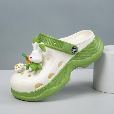 Hole Shoes Summer Wear Cartoon Cute Bear Bag Head Heightened Thick Sole Non-slip Beach Cool Slippers