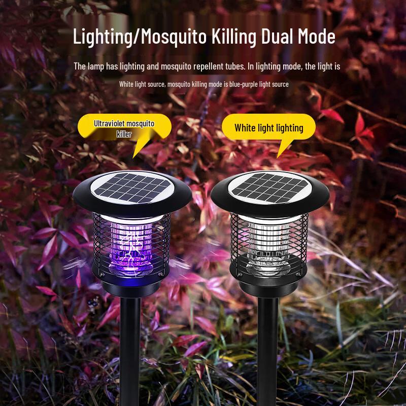 Solar Outdoor Stainless Steel Mosquito Killer Lamp with Ground Stake