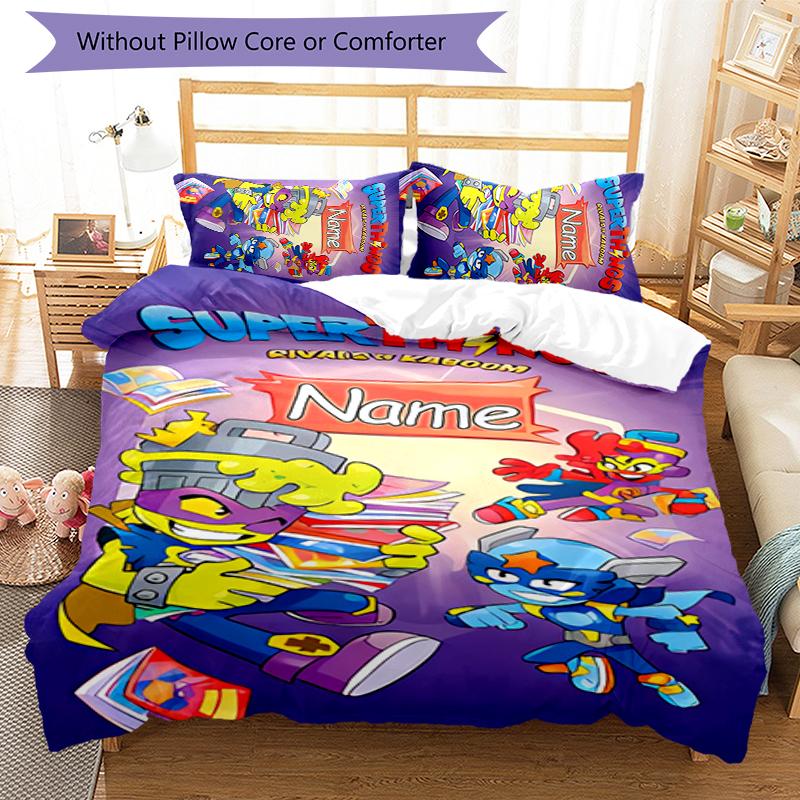 3pcs Custom Name SuperZings Bedding Set Duvet Cover Closure Includes 1 Duvet Cover & 2 Pillowcases for All Seasons Bedroom Decor