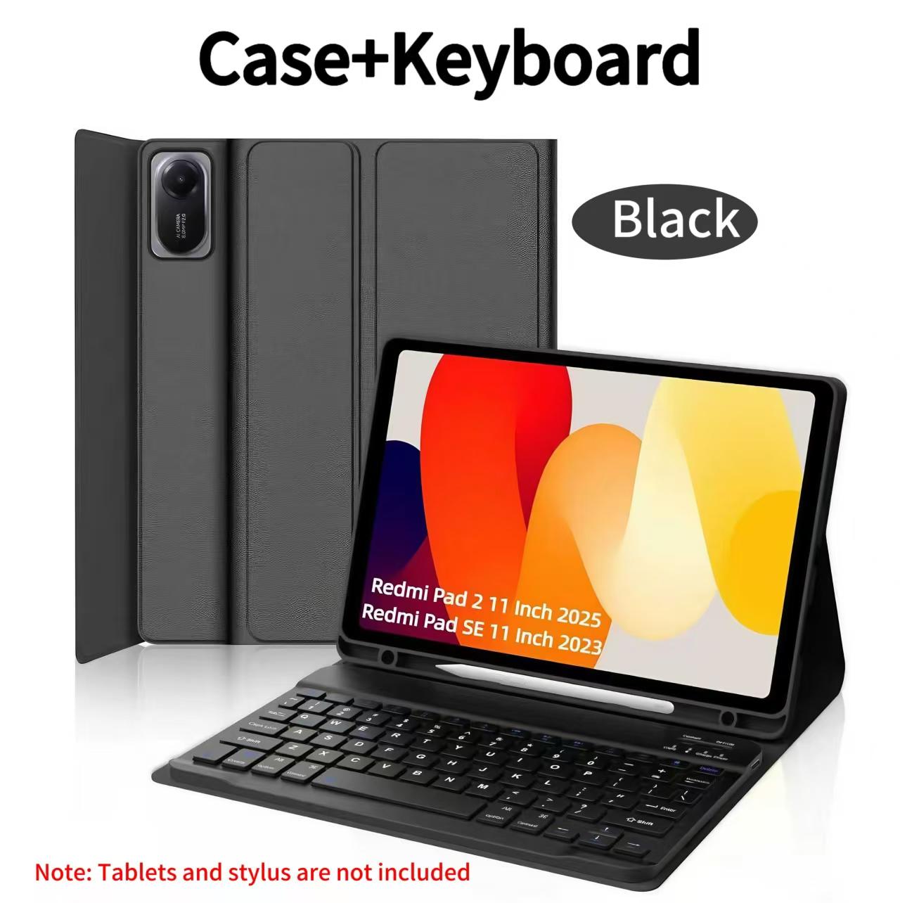 Étui pour Redmi Pad 2 11 Pouces Housse Clavier / Pour Redmi Pad SE 11 Pouces, Housse Clavier Amovible Bluetooth Sans Fil Redmi Pad 2 11-inch&English