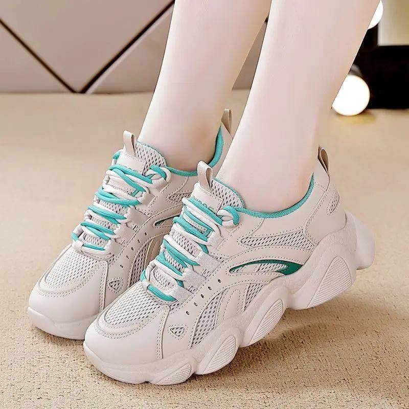 Casual Aesthetic Lace Up Running Shoes for Women Korean Original 39 New In Light High Quality Offers 2025 Woman Footwear On Sale