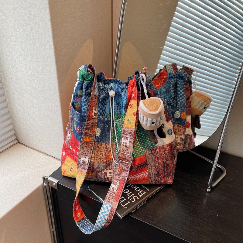 

Ленивый ветер цветочная тканевая сумка-тоут женская летняя большой вместимости повседневная лоскутная на плечо мессенджер