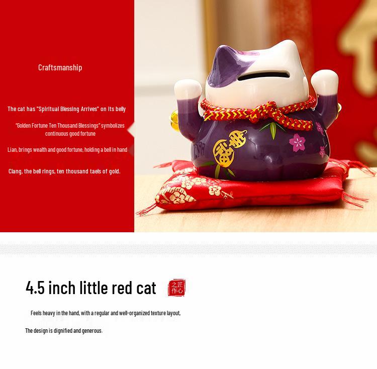 Creative Japanese Fortune Cat Ceramic Piggy Bank - Lucky Gift for Store Openings