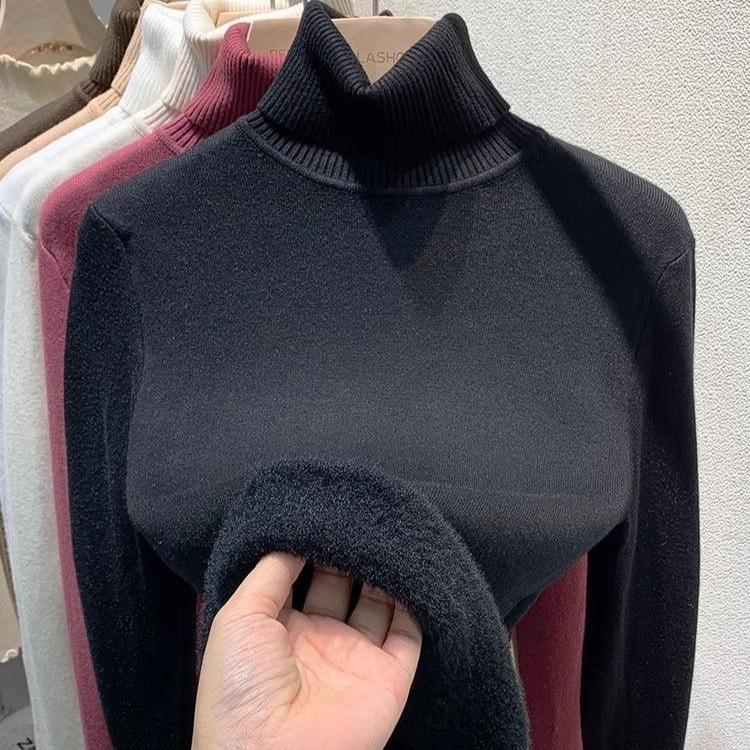 Pulover cu gât gros de iarnă, pentru femei, ocazional, de modă, de pluș, pentru femei, pulovere moale, calde, tricotaje vintage, Topuri 29173