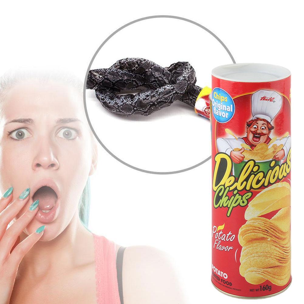Tricky Toys Potato Chips Snake Toy Potato Snake Chip Joke Can Toys Snake Gifts Tricky Simulatio Q3D6