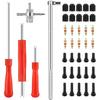 Valve Stem Removal Tool & Taller Tool Kit - 15Pcs TR412/ TR413/ TR414 Tubeless Tire Valve Stems, 20Pcs Valve Caps/Cores, 1Pcs Valve Ertion Taller,