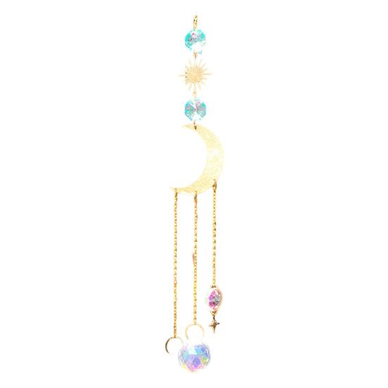 Pegador de Sol de Cristais Coloridos, Pegador de Sol Pendurado com Corrente, Ornamento de Sino de Vento com Bolas de Cristal para Janela Casa Jardim Dia de Natal Festa Casamento
