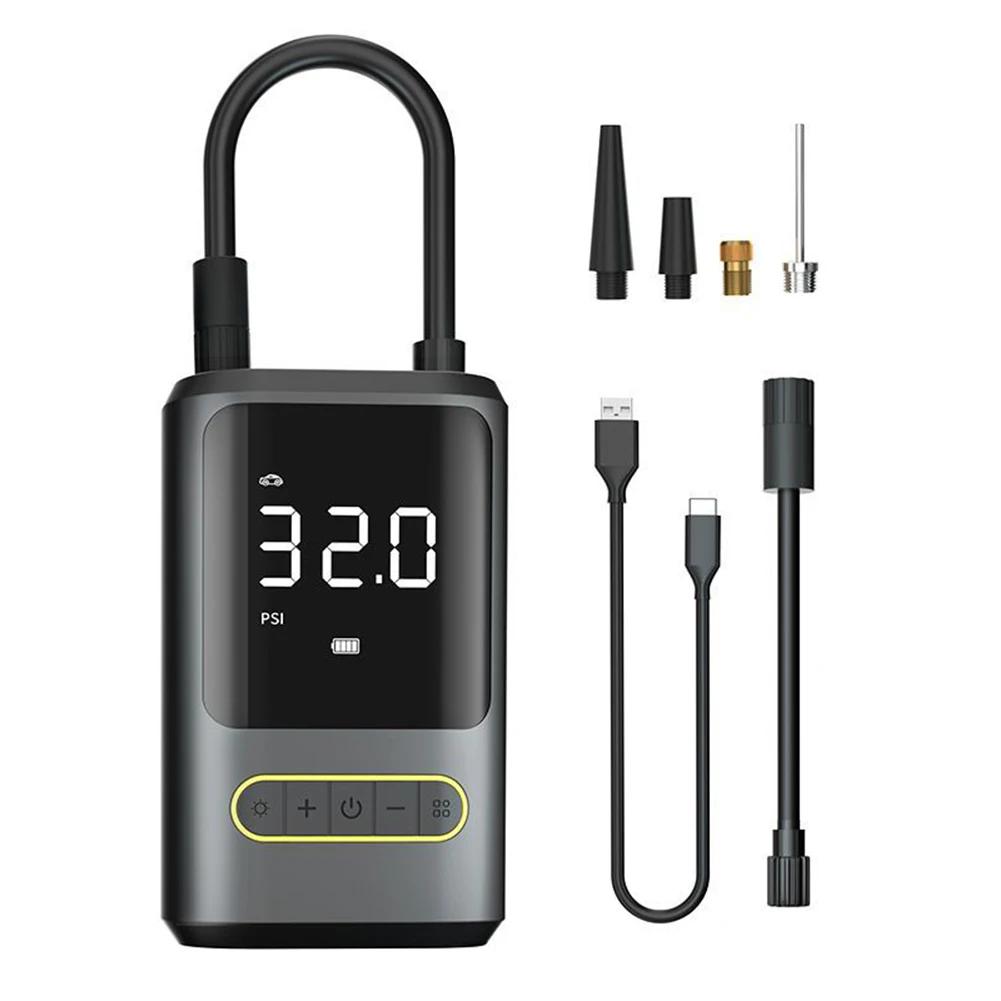 

Портативный насос для накачивания шин велосипеда, многоцелевой, 150 фунтов на квадратный дюйм, мини-автонасос, USB Type-C, перезаряжаемый аккумулятор 4000 мАч