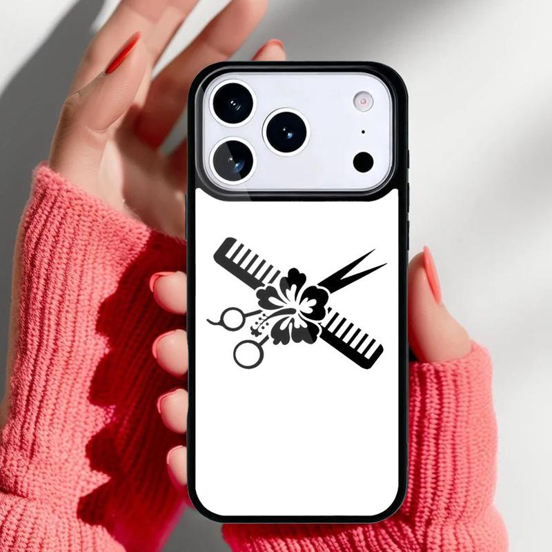 Barber Scissors Hairstylist Salon Phone Case for iPhone 17 16 15 14 13 Pro Max Back Cover for 12 11 Pro Coque