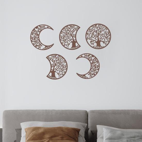Yousheng 5 Pcs Black Tree Wall Decor Tree of Life Moon Phase Boho Wall Art Aesthetic Hollow-out Farmhouse Hanging Decor for Living Room