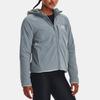 Under Armour UA Latitude Logo Print Fleece Hooded Long Sleeve Jacket Women Jackets Gray 1373289-002