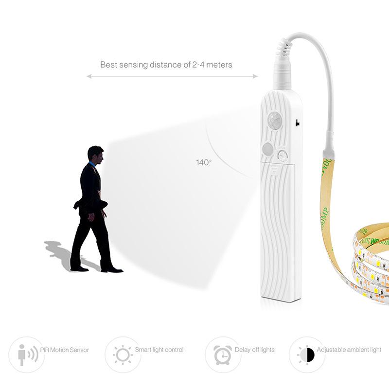 LED Motion Sensor Night Light Strip with PIR Technology for Cabinets and Wardrobes