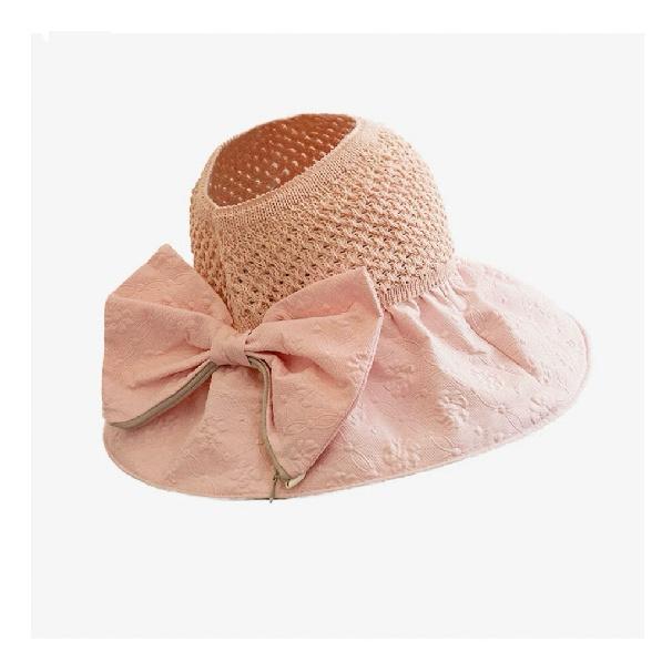 

2026 Summer New Large Brim Colorful Bowknot Open-Top Hat, Sun Protection, Foldable, Fashionable Outdoor Fisherman Hat, 2-Pack 2 PC рожевий