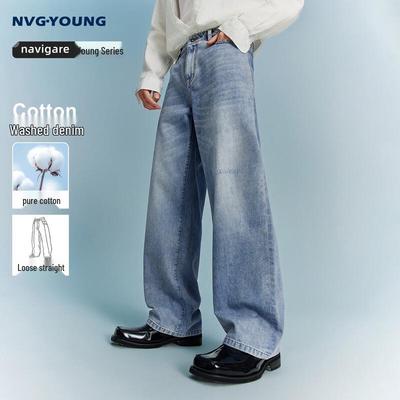 NVG YOUNG Men's Washed Straight Leg Jeans