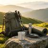 Aluminum Camping Mug for Backpacking Breaks, 150ml Foldable Outdoor Drink Cup with Grip Covered Handle for Easy Carry